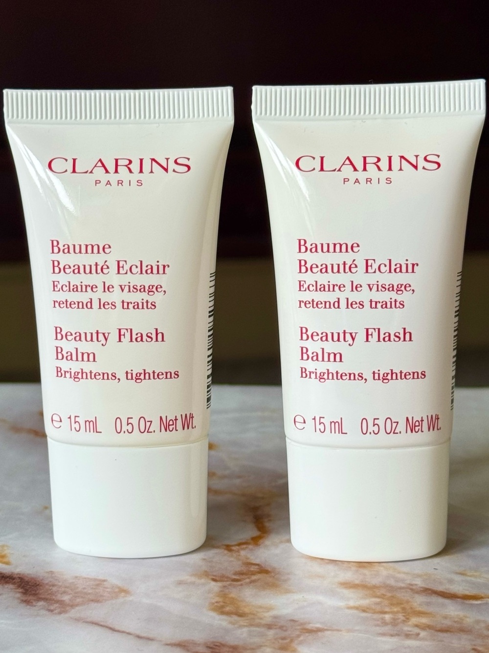 Clarins Beauty Flash Balm 15ml Set of 2 NIB Tightening Face Primer Anti Aging